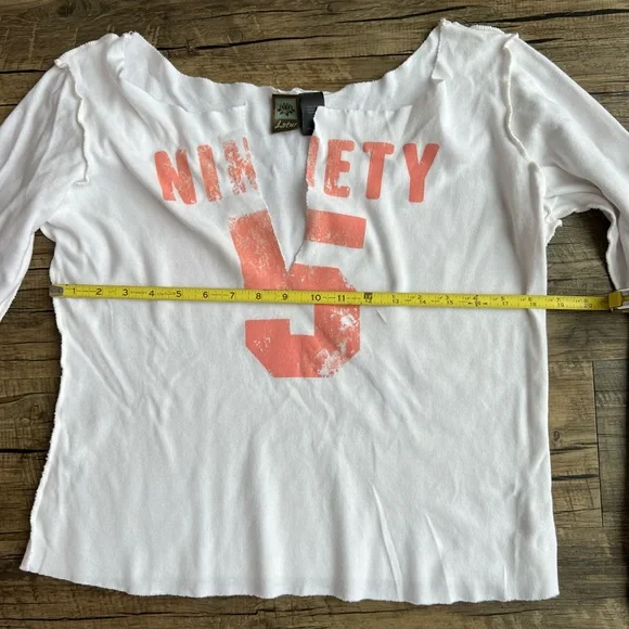 LOTUS white Sporty low cut v neck Number NINETY 5 Long Sleeve Shirt XL - Picture 5 of 7